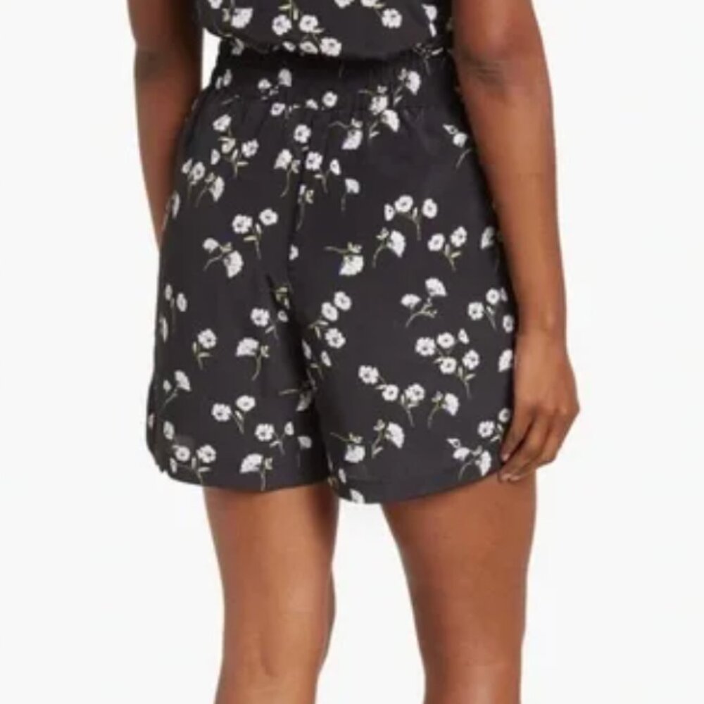 Sanctuary Black Floral Sandy Pull Up High Waist Shorts